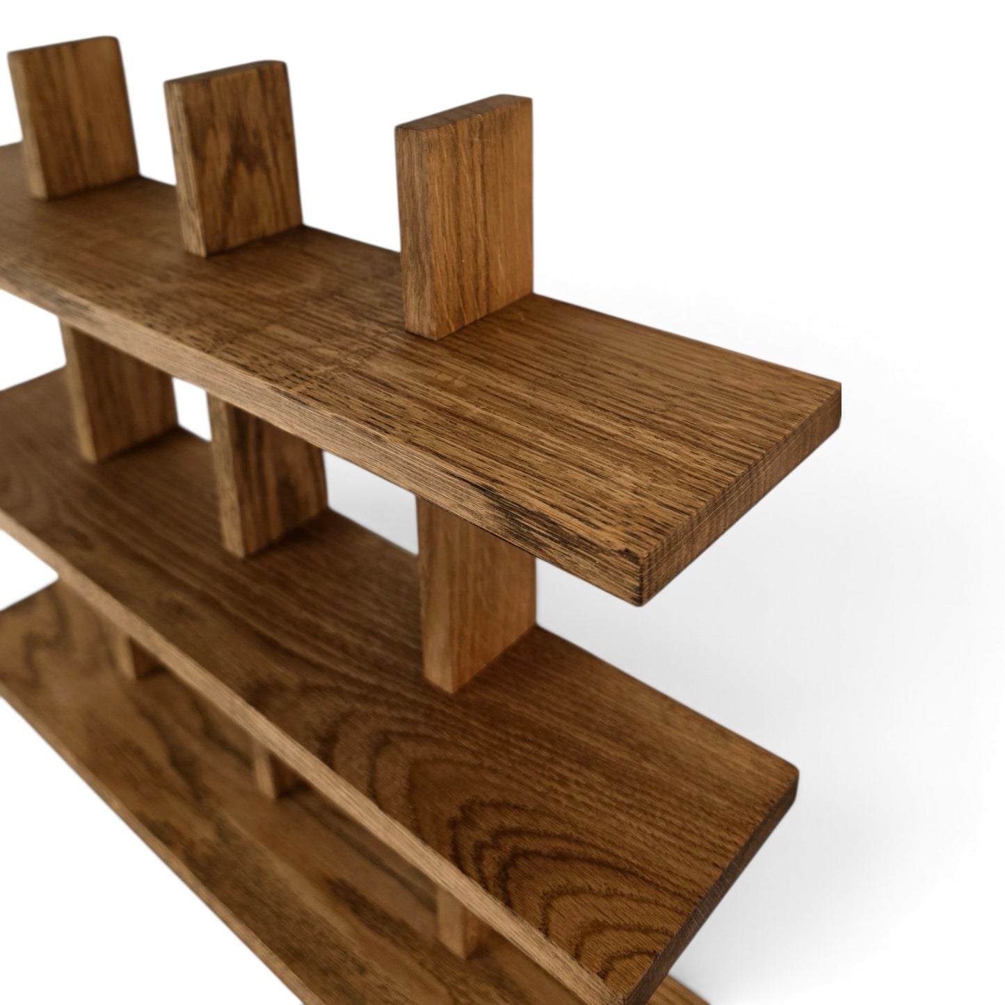 Hebe - the elegant solid oak mug rack with room for large mugs, handles, and small vases